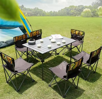 Meilleur prix de gros nouveau style moderne parc en acier au carbone jardin extérieur pliant pique-nique Camping table