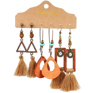 Boucles d'oreilles pendantes bohèmes à pompons en alliage plaqué bronze antique pour femme, bijoux de mode pour soirée 2024 - Product Image 5
