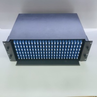 Montado en Rack 19 pulgadas 144 puertos 288 núcleos de fibra FTTH Panel de conexión óptica caja de terminación de empalme con adaptador LC UPC y coletas