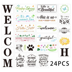 Pochoirs de bienvenue réutilisables, pochoirs de lettres saisonniers pour la peinture sur bois, pochoir de bienvenue pour la décoration de la maison en DIY - Product Image 2