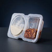 Gobelet à sauce 2 compartiments 140 ml en PP transparent avec couvercle, contenants jetables pour sauces au miel, au moutarde et au ranch