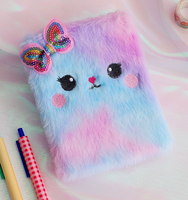 Carnet en Peluche Doux Personnalisable pour Enfants, Couverture Tissu Cousue, Motif Chat Anime Kawaii, Idéal École, Vente en Gros