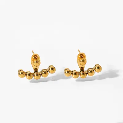 NINE'S-pendientes de cuentas de acero inoxidable para mujer, joyería chapada en oro de Dubái, aretes de moda para mujer