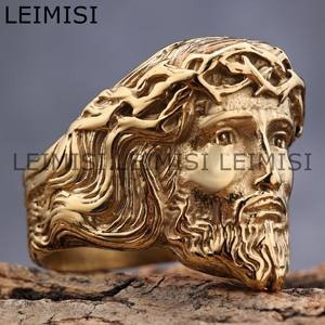 Hiphop in acciaio inox oro Catholic crucifio gesus cristo anelli Christian protezione gioielli per gli uomini delle donne - Product Image 3