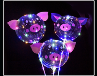 Ballons LED Bobo, jouets lumineux transparents de dessin animé, décoration de fête, ballons rebondissants en PVC, fournitures pour mariage et Saint-Valentin