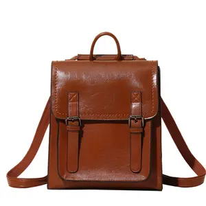 Realer-sac à dos en cuir véritable pour femmes, sacoche d'école vintage décontractée à la mode, nouvelle collection 2021