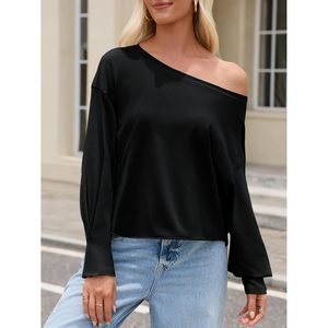 Haut court à manches longues pour femme, coupe ample, col rond, style décontracté, idéal pour le yoga - Product Image 2