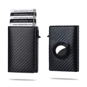 CASEKEY Men Minimalist Slim Carbon Fiber <b>Wallet</b> RFID Blocking Tarjetero Hombre Piel Popup Credit Card <b>Holder</b> for Men - Product Image 1