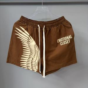 Shorts décontractés amples pour hommes de qualité supérieure, style streetwear vintage, avec poches et imprimé lettres et ailes, collection Mixed Emotions - Product Image 3