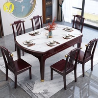 Neuer Chinesischer Stil Schiefer Teleskop-Klapptisch Oval Multifunktional für Kleine Wohnungen Haushalt 8-Personen
