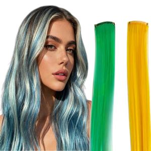 วิกผมสังเคราะห์40<span class=keywords><strong>สี</strong></span>สำหรับปาร์ตี้มีหลายสีเน้นยาว<span class=keywords><strong>สี</strong></span>รุ้งสำหรับต่อผมสำหรับสาวๆ - Product Image 1