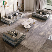 Ensemble de canapé en cuir véritable de luxe minimaliste moderne de style italo-américain pour petits appartements et villas pour célébrités d'Internet