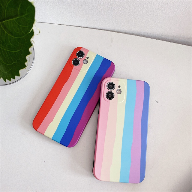 Rainbow Silicon Phone case TPU Back Cover for iPhone 16 11 12 13 14 Pro Max Plus