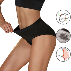 Bamboo Fiber Menstrual Underwear Large Size Women's <strong>Mid</strong> Waist Four <strong>Layer</strong> Thick Anti Leakage Menstrual Underwear Wholesale - Product Image 1
