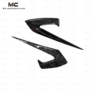 Pour <span class=keywords><strong>Tesla</strong></span> modèle 3 <span class=keywords><strong>C</strong></span> Style garniture d'évent avant en Fiber de carbone véritable garniture de cadre antibrouillard pare-chocs avant Eyeline - Product Image 4