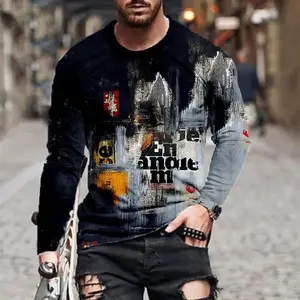 Good Quality 2023 Print Cotton Sweatshirt Men Long Sleeve Crew Neck Casual Fashion 2023 New Design Shirts