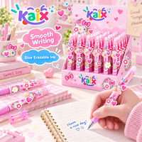 KAIX Kawaii Cat Bulk Supply Custom Logo Heat Erasable Gel Pen Sets 3D Topper 0.5mm Friction Gel Pen for Kids Party Favors