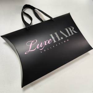 高級シルバーピンクブラックカスタムボックスパッケージ折りたたみヘアエクステンションパーソナライズされたボックス枕形ウィッグペーパーボックスハンドル付き - Product Image 3