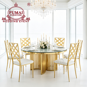 Banquet Hall Furniture Gold Stainless Steel Round <b>Mirror</b> Top Wedding <b>Table</b> - Product Image 3