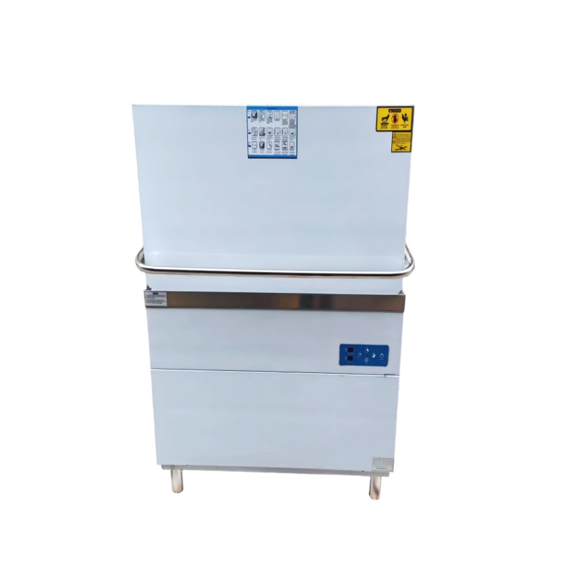 VNTKITCHEN Smart Electric Freestanding Double Baskets Dishwashing Machine Stainless Steel for Hotel Use Lid-lifting Model