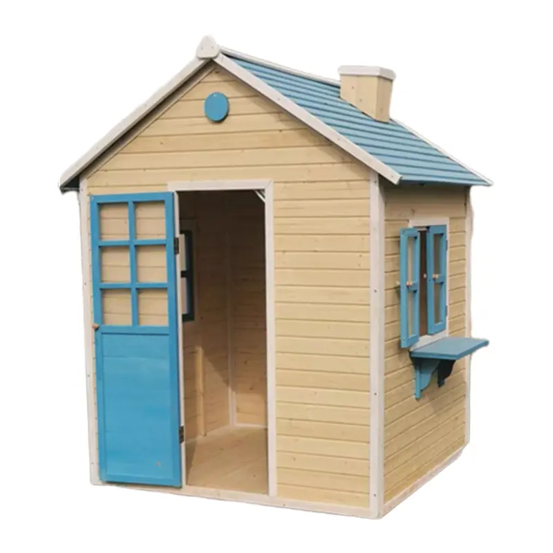 Outdoor wood play house toddler wooden playhouses plastic playhouse slide kids playground