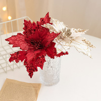 Décoration de Noël Écologique : Fleurs Artificielles en Tissu à Paillettes pour Arbre de Noël