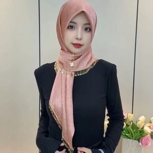 Nuevo Hiyab Cuadrado con Cadena y Pedrería Hecho a Mano para Mujeres Musulmanas, <span class=keywords><strong>Pañuelo</strong></span> de Cristal Estilo Arabia Saudita y Dubái, <span class=keywords><strong>Pañuelo</strong></span> Islámico para la <span class=keywords><strong>Cabeza</strong></span> - Product Image 2