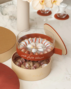 Boîte d'emballage personnalisée pour barres chocolatées, boîte à dessert en acrylique transparent avec logo, boîtes cadeaux rondes en cuir de luxe pour <span class=keywords><strong>chocolats</strong></span> - Product Image 4