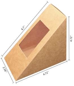 Cajas de papel Kraft triangulares hechas <span class=keywords><strong>a</strong></span> mano personalizadas para sándwich, embalaje para llevar, contenedores de sándwich personalizables - Product Image 2
