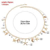 Imitation perle étoile de mer conque pendentif bohème été plage coquille taille chaîne or alliage corps chaîne pour bord de mer voyage mode