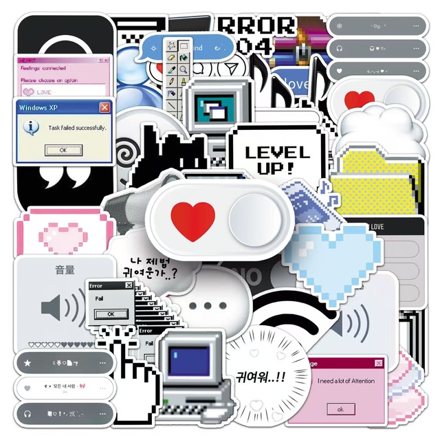 50 Pcs Internet Emoticons PVC Waterproof Stickers for Water Cup Laptop, Table, Pencil Case, Refrigerator, Table and Books