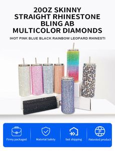 Lot de 25 gobelets de voyage en acier inoxydable de 20 oz, personnalisables avec logo, à paroi fine, avec strass scintillants multicolores AB - Product Image 2