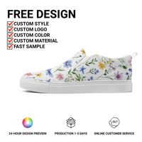 Mocassins en toile à imprimé floral personnalisé OEM/ODM, baskets à enfiler avec semelle intermédiaire en EVA et rehausseur de talon pour hommes et femmes FN071-25009144-2