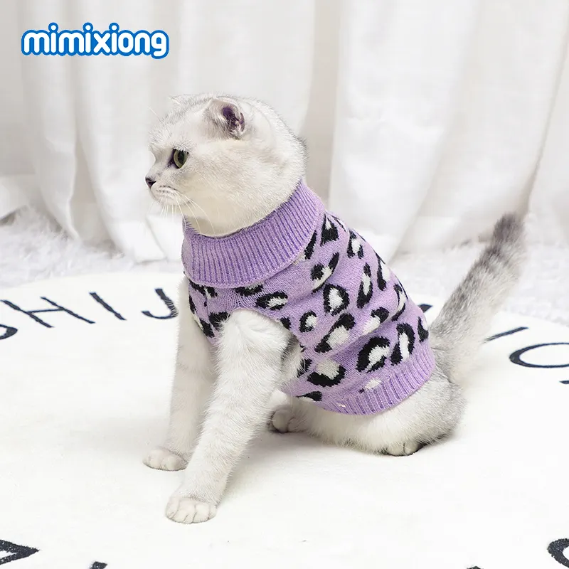 Wholesale Cheap Pet Apparels Luxury Cat Dog Costumes Knitted Dot Pet Sweater Clothing