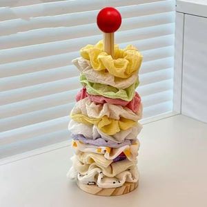 Wooden Hair <b>Tie</b> Storage Rack With Star Top Desktop Organizer For Hair Bands And Scrunchies 26.5x8 Cm - Product Image 4