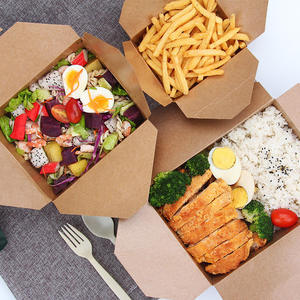 Caja de papel Kraft marrón desechable para almuerzo, sándwiches, embalaje de alimentos para llevar rápido para ensalada, sushi, azúcar, gelatina en relieve - Product Image 3