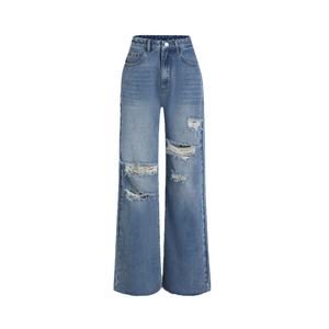 Heavy Denim Vintage Distressed Washed High Waist Ripped Straight <b>Leg</b> <b>Jeans</b> Casual Loose <b>Men's</b> <b>Jeans</b> - Product Image 4