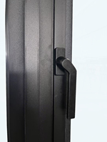 Fenêtre à battant en aluminium au design moderne avec cadre et cadre de fenêtre intégrés, équipée d'un moustiquaire pliable compact