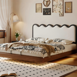 <span class=keywords><strong>Letto</strong></span> Sospeso Ondulato Regolabile in Legno Massello Ultra-Sottile di Alta Gamma Personalizzato, Colore Crema, 1.5m/1.8m <span class=keywords><strong>per</strong></span> Camera da <span class=keywords><strong>Letto</strong></span> Principale - Product Image 3
