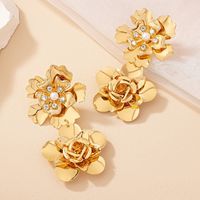 Vente en Gros Vintage Grande Fleur Boucles d'Oreilles pour Femmes Tendance Bijoux de Mode Boucle d'Oreille en Alliage