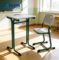 Ensemble Chaise et Table d'Apprentissage Scolaire avec Cadre en Acier, Plateau Multi-Niveaux et Tiroir Tubulaire – Mobilier Essentiel pour Salle de Classe