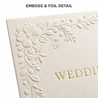Carte de vœux de mariage gaufrée et estampée à chaud, impression typographique, design personnalisé pour une cérémonie élégante, faible MOQ