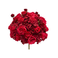 Décoration florale de mariage en stock, boule de fleurs de roses rouges en soie de 50 cm, centre de table pour cérémonie de mariage
