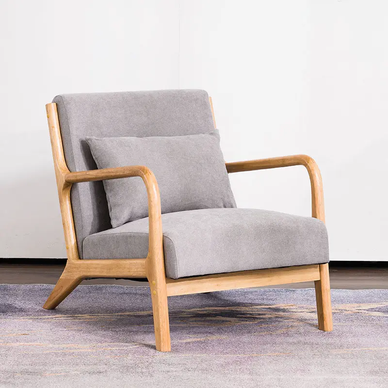 เก้าอี้โซฟาเดี่ยวทำจากไม้แข็งแรงสไตล์นอร์ดิก,เก้าอี้พักผ่อนเก้าอี้พนักพิงสำหรับห้องนอนห้องนั่งเล่น