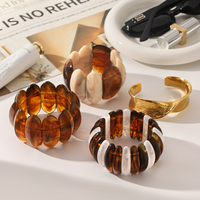 Bracelet élastique tendance KITI en résine et acier inoxydable plaqué or 18 carats, motif tortue, bijou fantaisie en acrylique