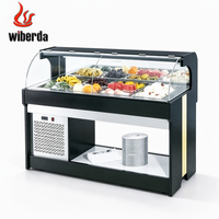 Réfrigérateur commercial à verre incurvé pour bar à salades, buffet, présentoir de fruits et salades