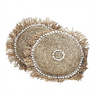 Boho redondo de alta calidad hecho a mano decoración del hogar cuadrado ganchillo rafia almohada/funda de cojín - Product Image 1