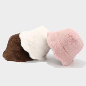 Fluffy Fuzzy Warm Bucket <b>Hat</b> Winter Women Faux Fur Bucket <b>Hat</b> - Product Image 2