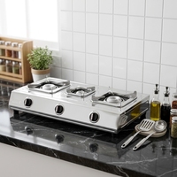 Table de cuisson à gaz 3 brûleurs en acier inoxydable pour usage domestique et hôtelier, installation sur table