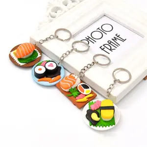 Salmon Slices Sushi Shaped Keychain Key Ring Food Simulation Pendant key Ring Car Bag Accessories Random Color